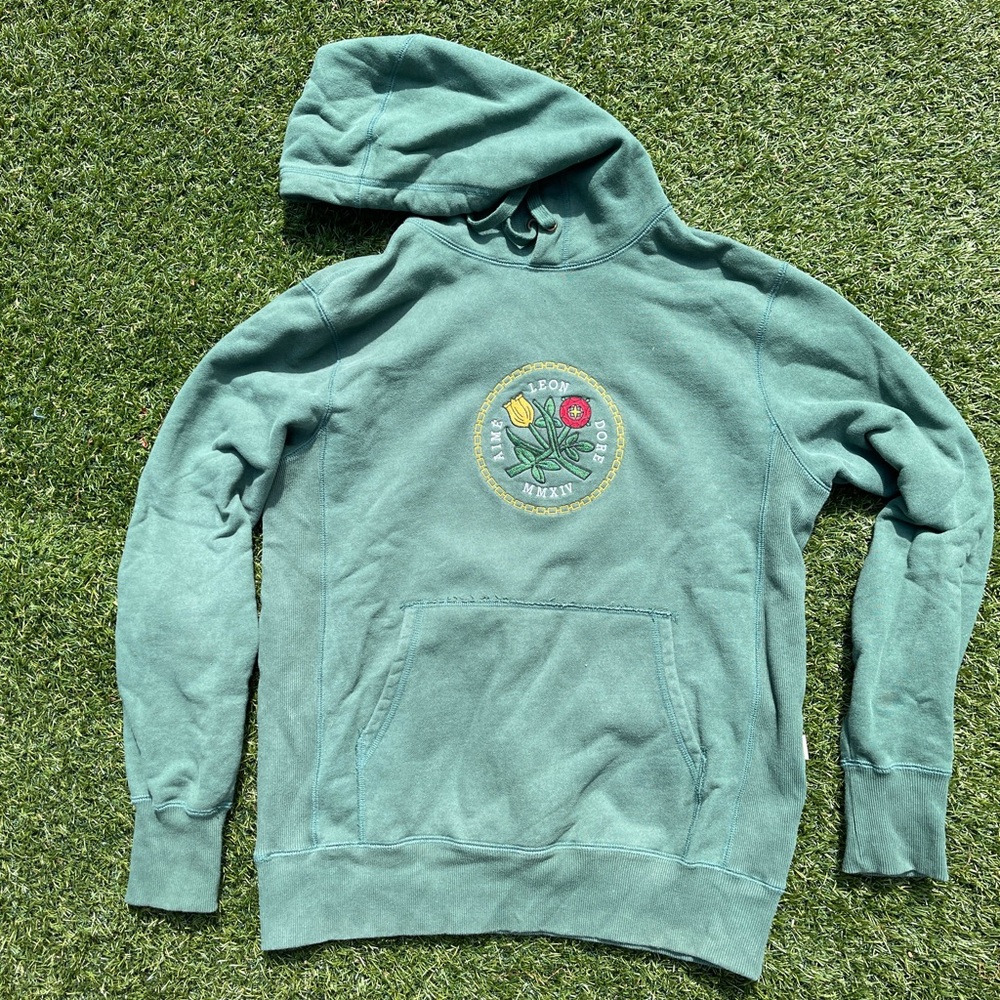Aime Leon Dore Green Floral Crest Hoodie